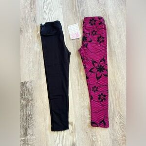 LuLaRoe Black and Floral Black and Pink Kids Leggings